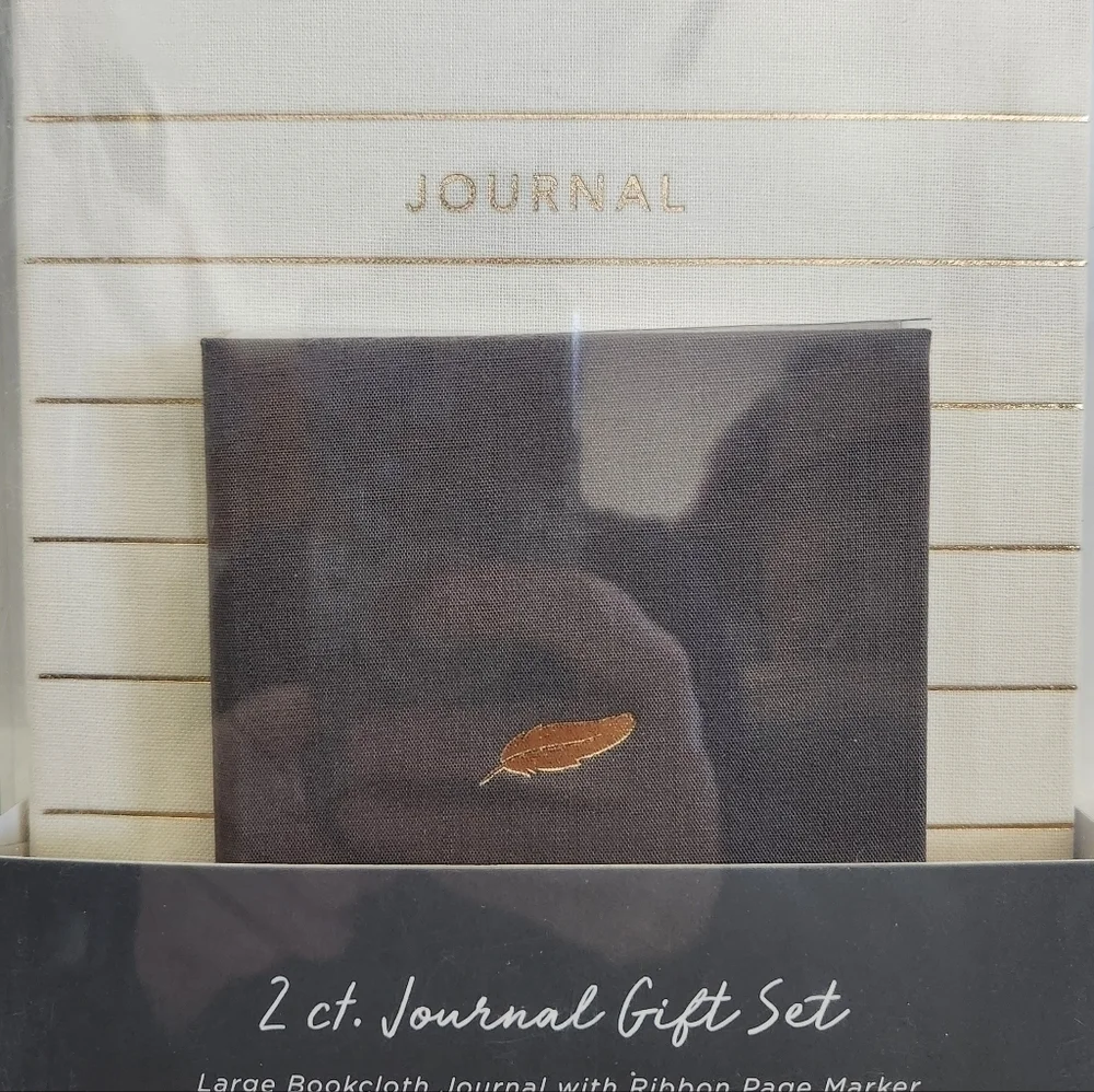 Gartner Studios Cream Gray Gold Bookcloth Journal 2 Piece Gift Set NWT
